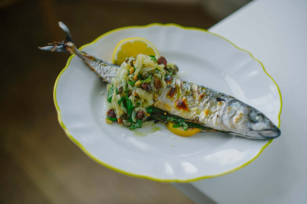 Recipe of the Week - Whole Grilled Mackerel with Onions, Fennel, Capers, Pinenuts & Raisins