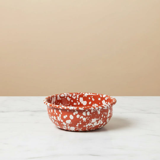 Splatter Enamel Bowl Terracotta & Cream
