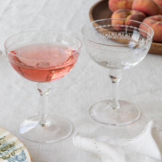 Vintage Etched Coupe Glasses