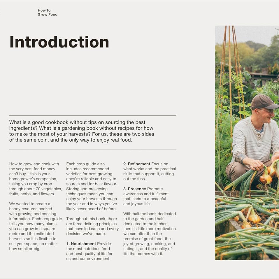 Book page with text and an image of two people in a garden.