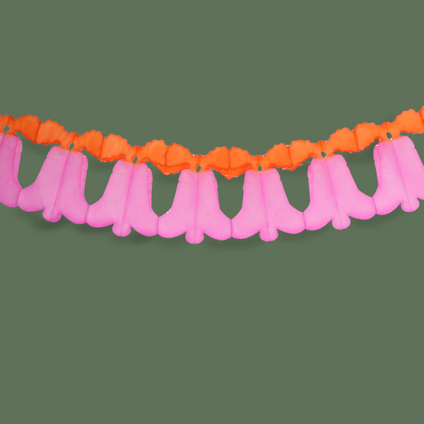 Christmas Bell Tissue Garland Pink & Orange