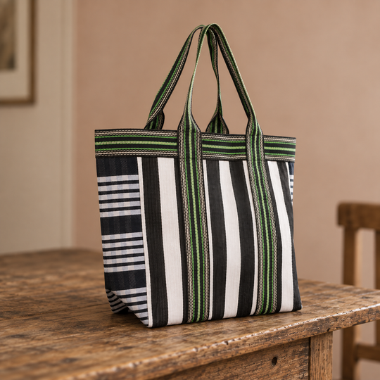 Eco Woven Shopper - Jet & Grass Green