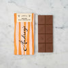 Audrey's chocolate bar with packaging on a light gray background