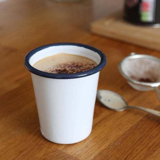White Enamel Tumblers (Pair)