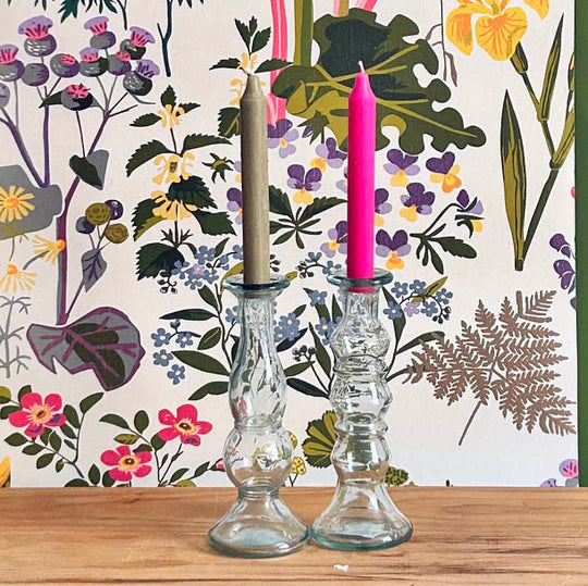 Green Glass Candlesticks