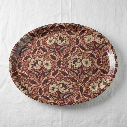 Oval Birch Wood Trellis Tray