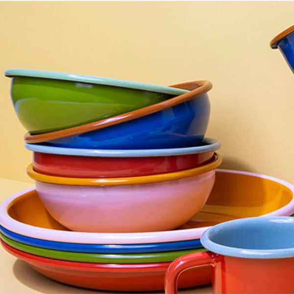 Coloured Enamelware Dinner Plates