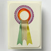 Greeting card with a colorful ribbon design on a white background