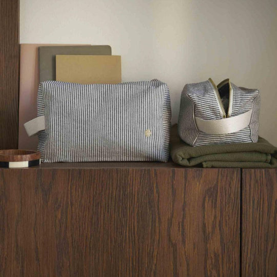 Cube Fine Striped Wash Bag