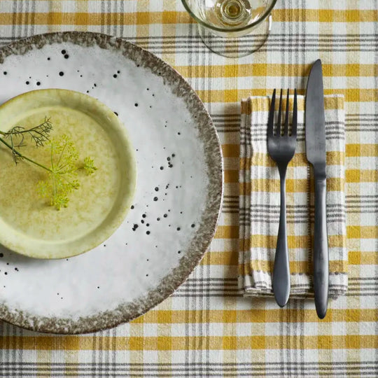 Yellow Checked Cotton Tablecloth