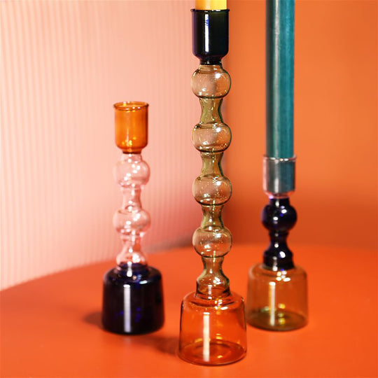 Tricolour Glass Candlesticks