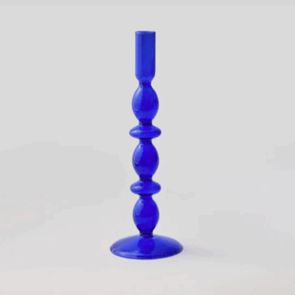 Blue Glass Candlestick