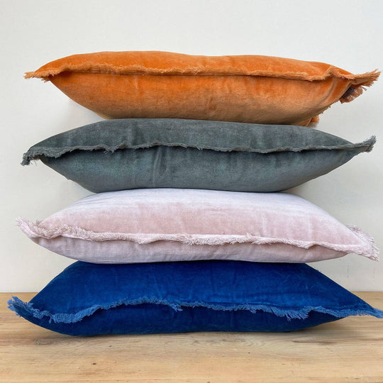 Cotton Velvet Fringe Cushion