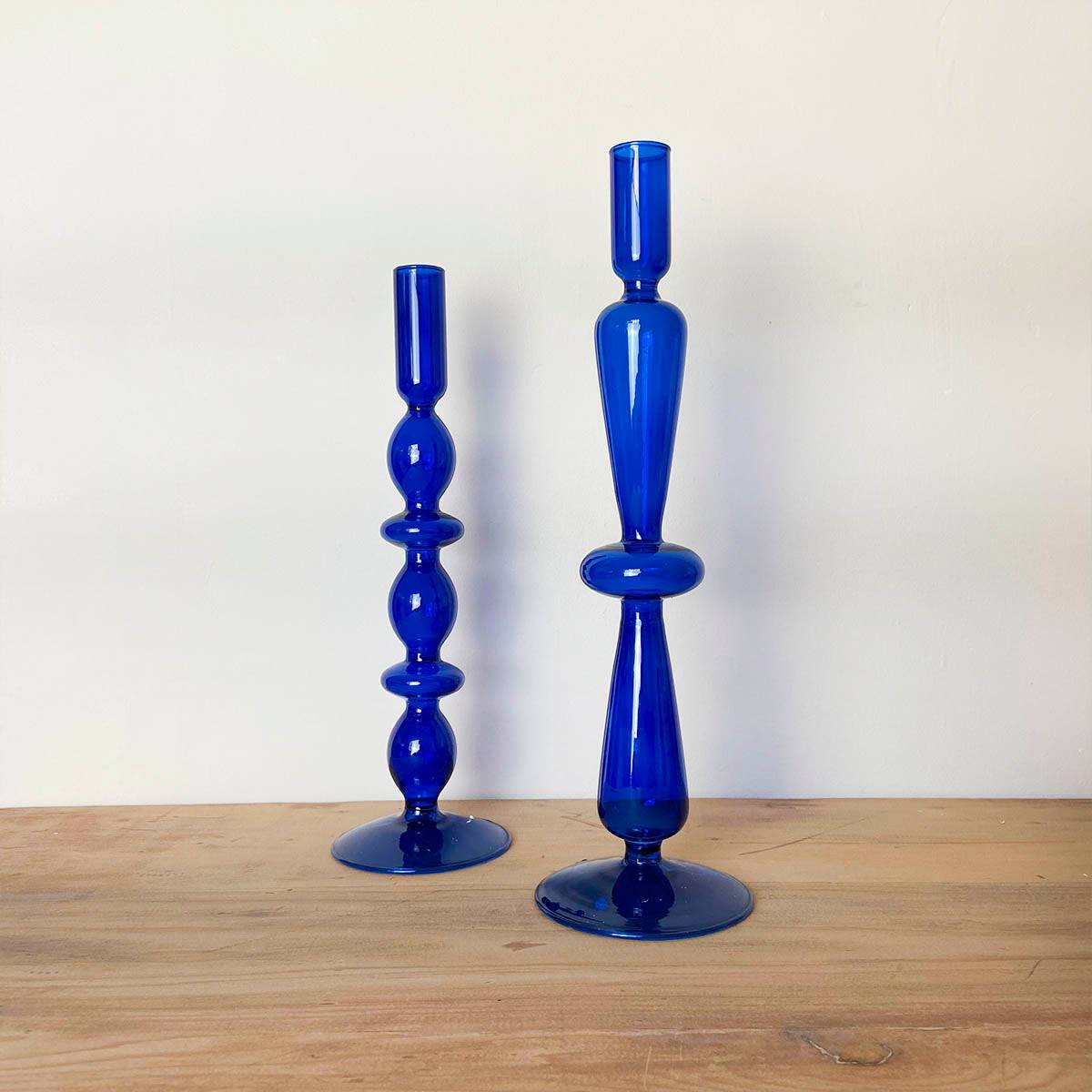 Blue Glass Candlestick